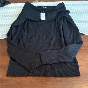 Express Black Cowl Neck Ribbed Sweater